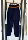 Süet Kemerli Pantolon Lacivert
