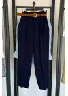 Süet Kemerli Pantolon Lacivert
