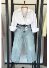 Kemerli Wide Leg Jean Açık Mavi
