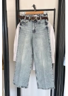 Kemerli Wide Leg Jean Açık Mavi