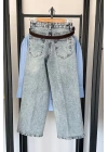 Kemerli Wide Leg Jean Açık Mavi