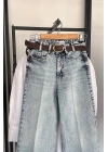 Kemerli Wide Leg Jean Açık Mavi