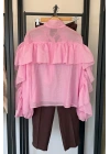 Fular Yaka Romantik Kesim Gömlek Pembe