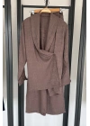Jakarlı Kimono Takım Kahverengi