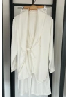 Jakarlı Kimono Takım Ekru