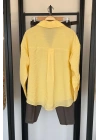 Oversize Dökümlü Modal Gömlek Sarı