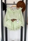 Fiyonklu Şort Elbise Mint