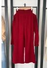 Asimetrik Kesim Triko Takım Bordo