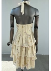 Askılı Minimal Şifon Elbise Bej