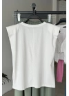Basic Vatkalı Kolsuz T-shirt Beyaz