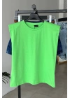 Basic Vatkalı Kolsuz T-shirt Yeşil