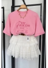 Baskılı T-Shirt Pembe