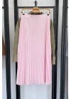 Bel Lastikli Pileli Etek Pembe