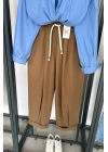 Beli Lastikli Bağcıklı Pantolon Camel