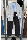 Beş Düğmeli Basic Hırka Gri