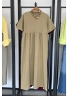 Bisiklet Yaka Robalı Elbise Haki