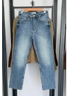 Boyfit Kesik Jean Mavi Yıkamalı