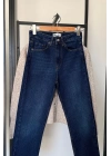 Boyfit Kesik Paça Jean Lacivert