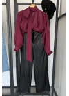 Boyundan Bağlamalı Bluz Bordo
