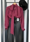 Boyundan Bağlamalı Bluz Bordo