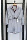 BS Collection Keten Şortlu Takım Gri