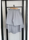 BS Collection Keten Şortlu Takım Gri