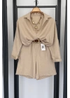 BS Collection Keten Şortlu Takım Taş