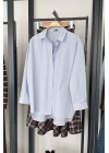 Bs Oversize Poplin Gömlek Bebe Mavi