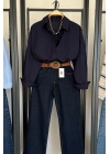 Bs Oversize Poplin Gömlek Lacivert