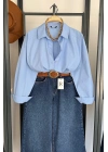 Bs Oversize Poplin Gömlek Mavi
