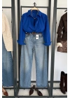 Bs Oversize Poplin Gömlek Saks Mavi
