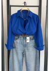 Bs Oversize Poplin Gömlek Saks Mavi