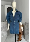 Cepli Denim Elbise Mavi