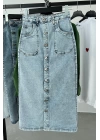 Button Detail Pocket Denim Skirt