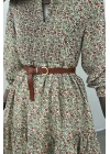Crispy Floral Green Patterned Dress