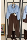 Çizgili Oversize Gömlek Mavi