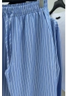 Çizgili Pantolon Takım Mavi