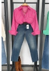 Çizgili Poplin Gömlek Pembe