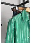 Çizgili Poplin Gömlek Yeşil