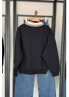 Contrast Polo Yaka Sweatshirt