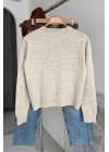 Crew Neck Plain Sweater Bej