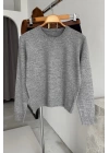 Crew Neck Plain Sweater Gri