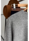 Crew Neck Plain Sweater Gri