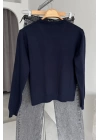 Crew Neck Plain Sweater Lacivert