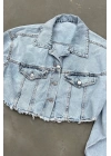 Crop Kot Ceket Mavi