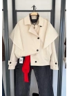 Cross Cape Ceket Krem