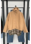Dik Yaka Kaşe Bomber Ceket Camel