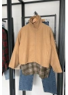 Dik Yaka Kaşe Bomber Ceket Camel