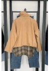 Dik Yaka Kaşe Bomber Ceket Camel