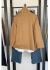 Dik Yaka Kruvaze Trenç Camel